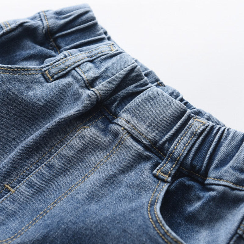 Korean Style Young And Little Girls Baby Sweet Fashion Bowknot Slim Jeans Fashion