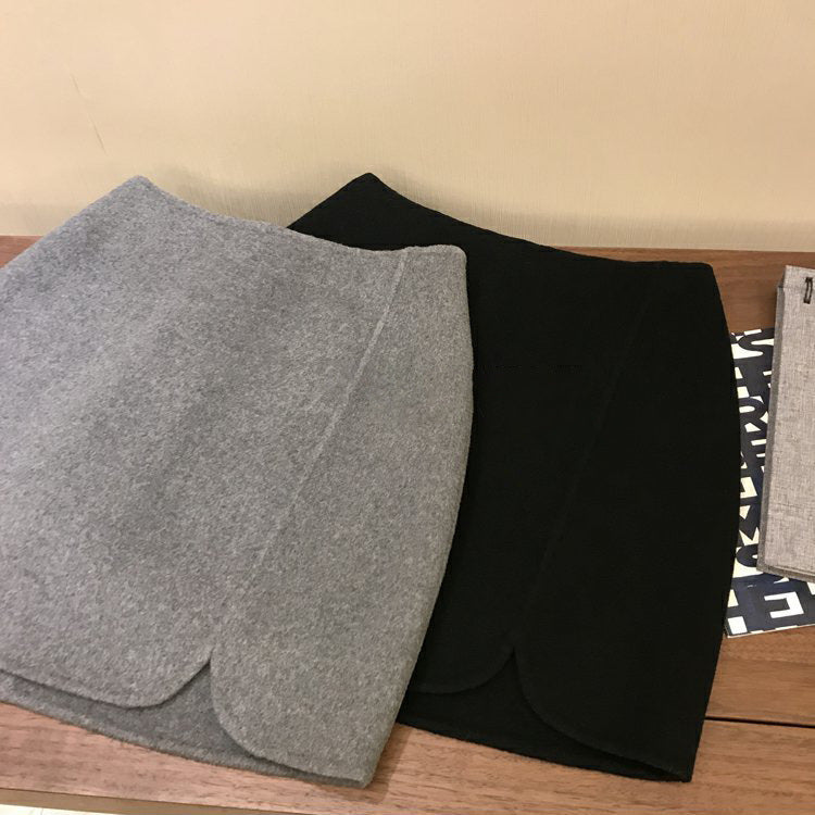 Design High Waist Double-sided Woolen Fabric Slit Sheath Skirt Women's Winter