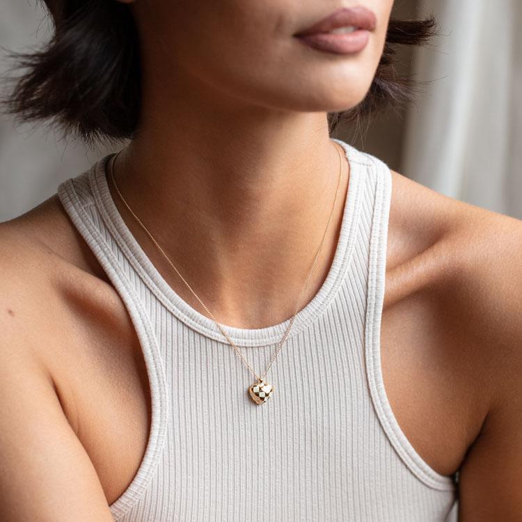 Chessboard Element Necklace Dripping Oil Three-dimensional
