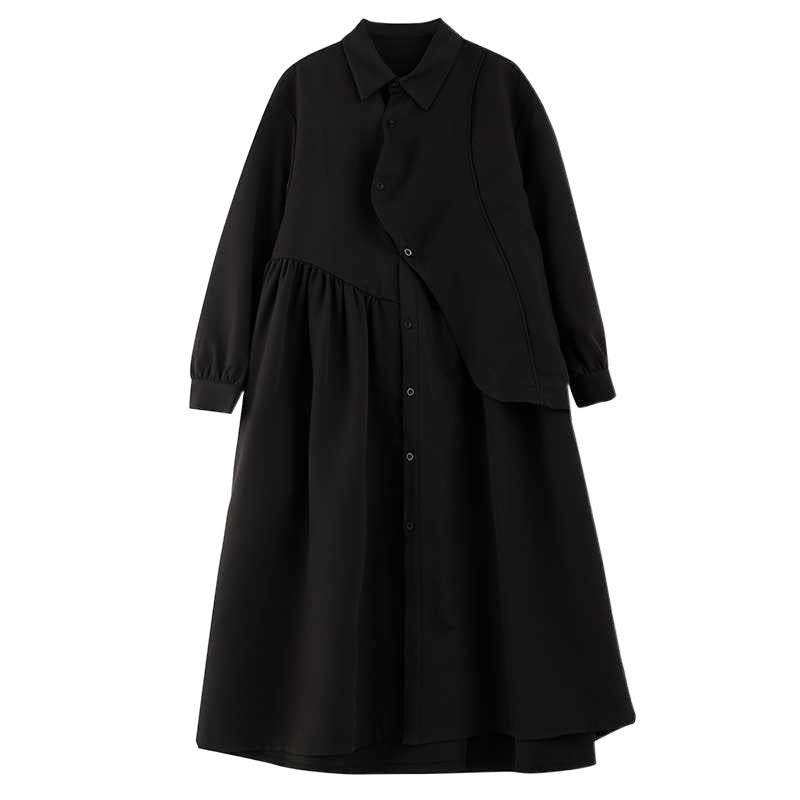 Irregular Niche Hepburn Wind Black Shirt Dress