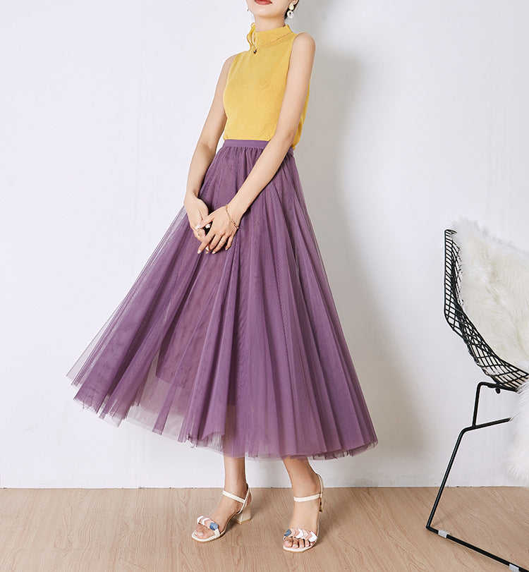 Fashion Wide Hem Gauzy Skirt For Women