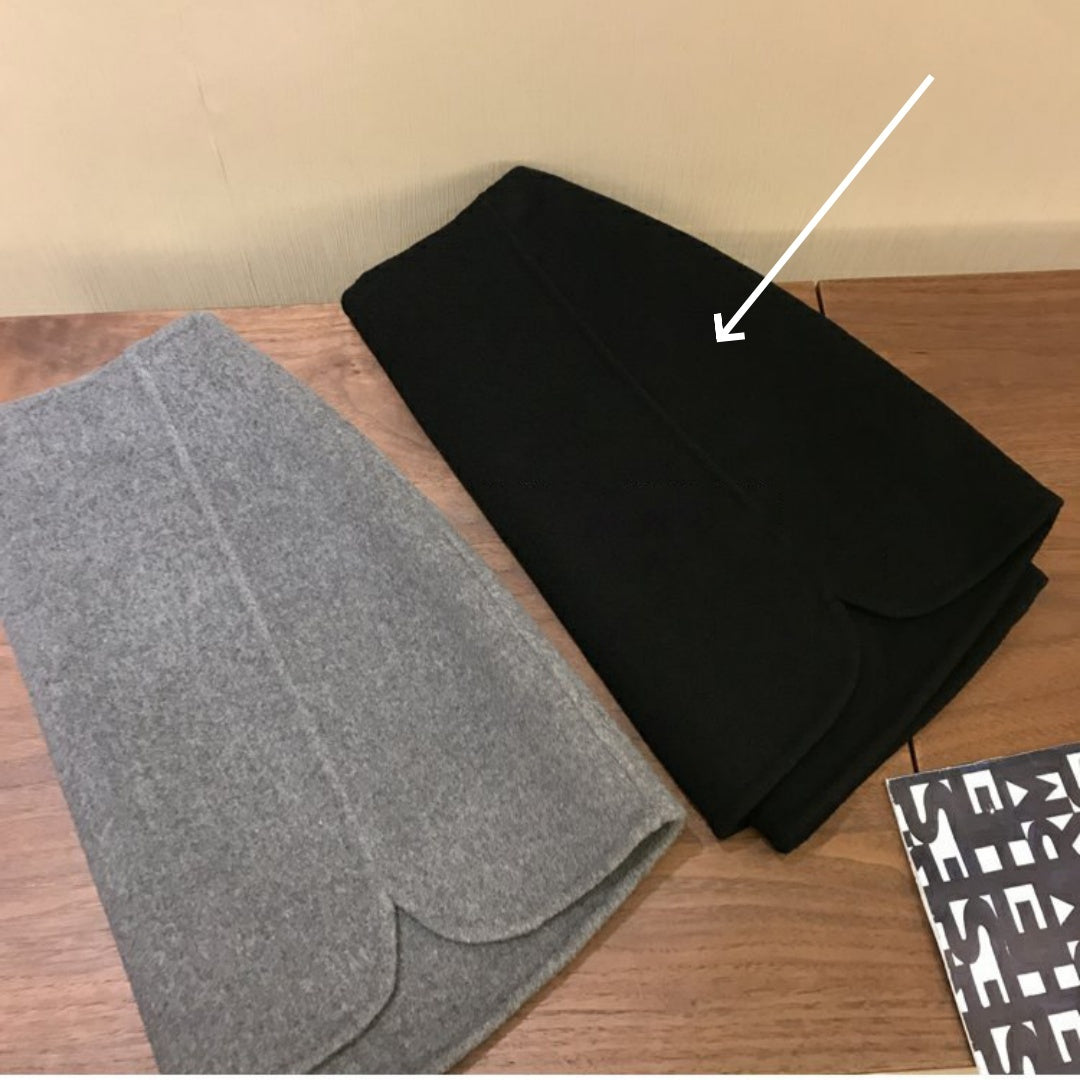 Design High Waist Double-sided Woolen Fabric Slit Sheath Skirt Women's Winter