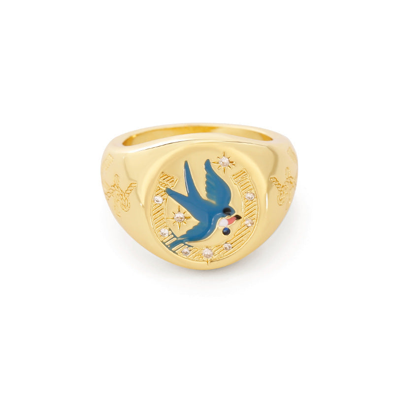 Simple Geometric Enamel Glaze Women's Ring