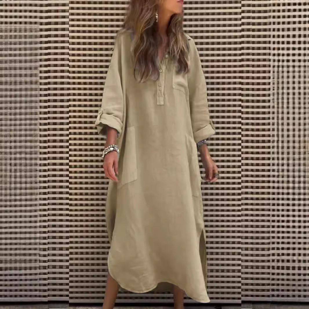 New Autumn And Winter Elegant Solid Color Irregular Dress