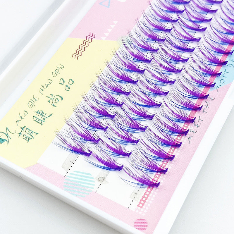 Mink Velvet Blue-Violet Colored Flowers With Thick and Lifelike Planting False Eyelashes