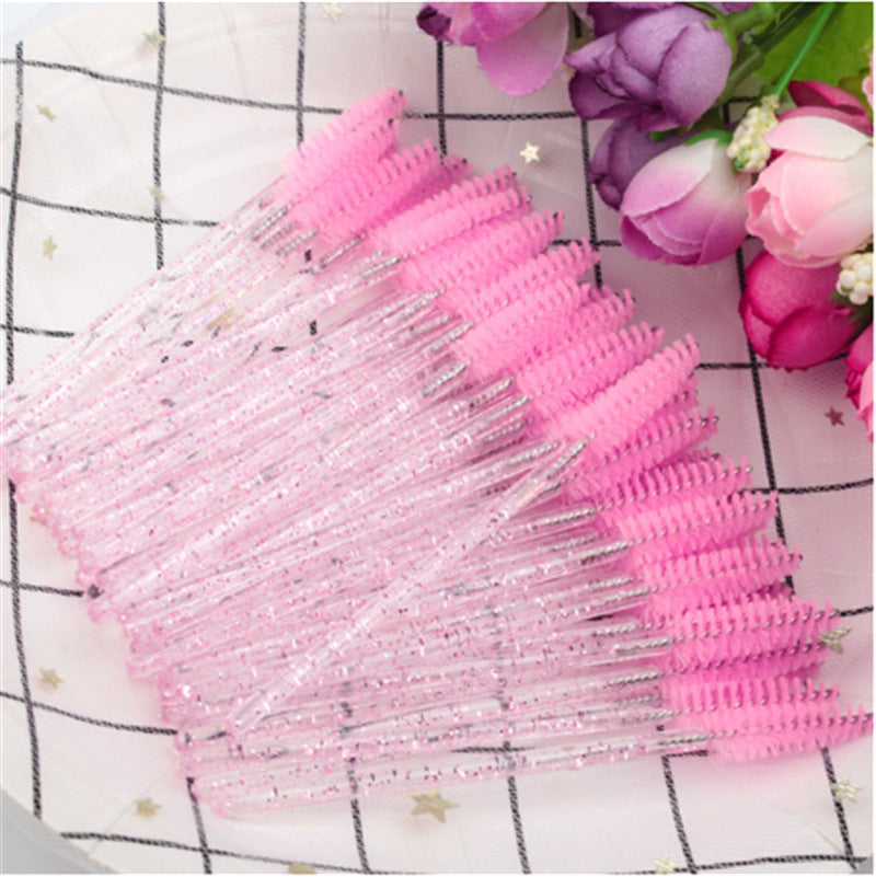 Disposable Makeup Tools Crystal Rod Nylon Head Solid Eyelash Brush Color Eyelash Comb Grafting