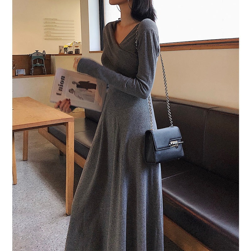 Early Autumn Tight Waist Niche Chic Engagement Red Dress