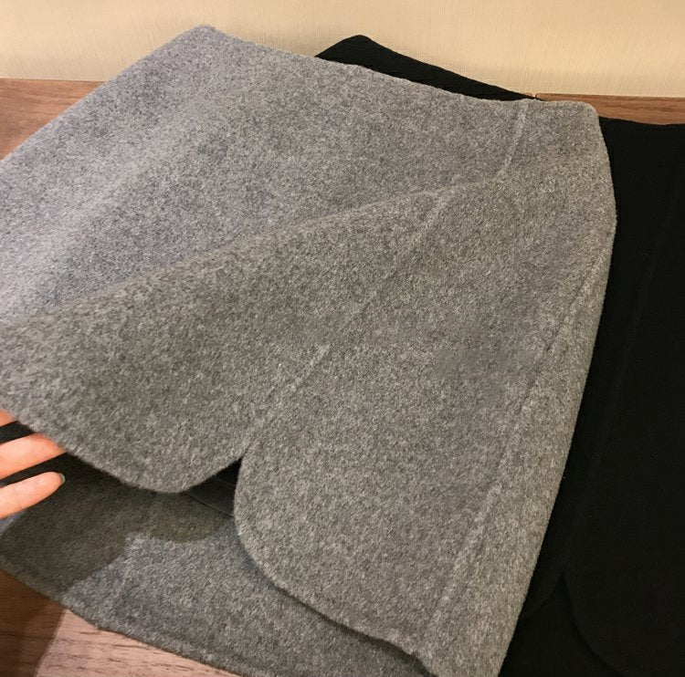 Design High Waist Double-sided Woolen Fabric Slit Sheath Skirt Women's Winter