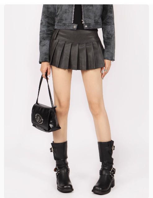 Retro Minority Design Sense A- Line Pleated Skirt High Waist Hot Girl Slimming