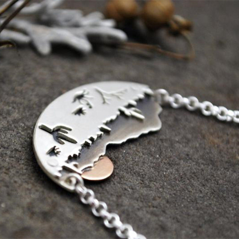 Desert Sunshine Necklace Silver Cactus Landscape