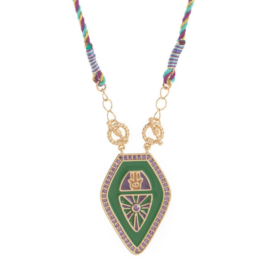 Retro Artistic Color Tarot Necklace Pendant Fashion Gold Plated