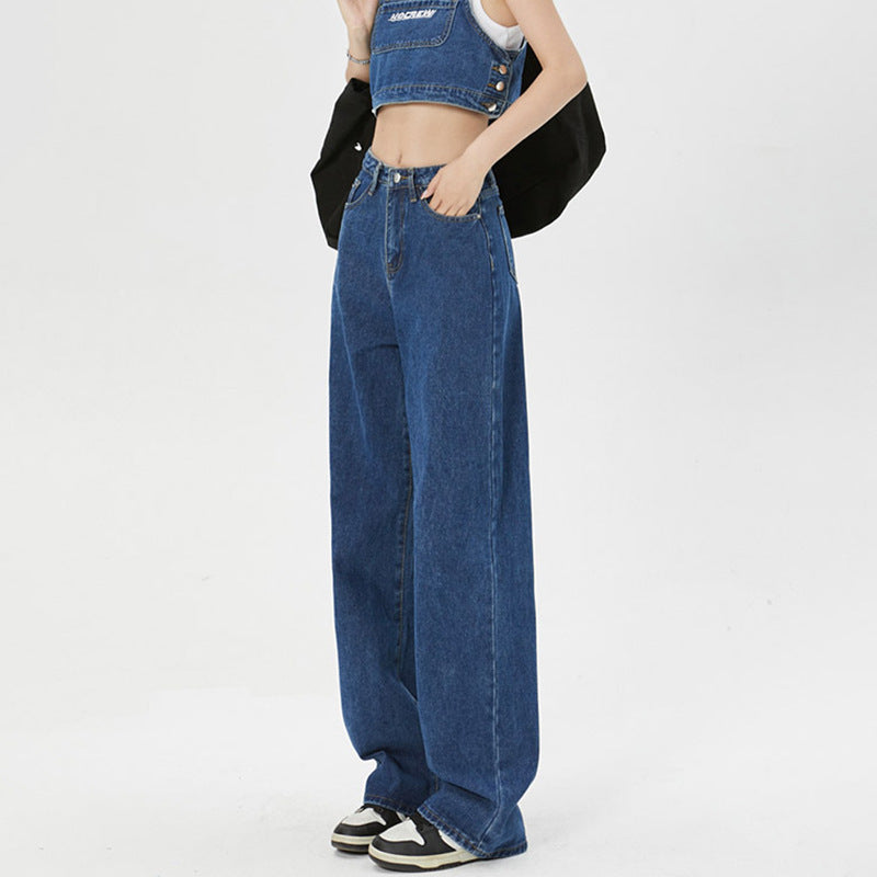 Loose Slimming And Straight American Draping Wide Leg Mopping Jeans