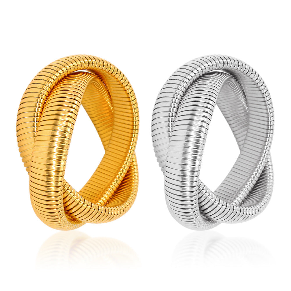 Stainless Steel Elastic Double Ring Bracelet Snake-shaped Titanium