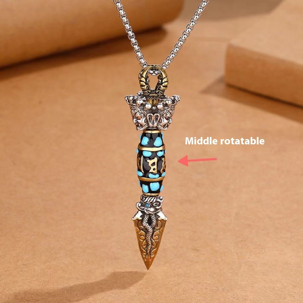 Men's Necklace Domineering Personalized Rotating Dzi Pendant