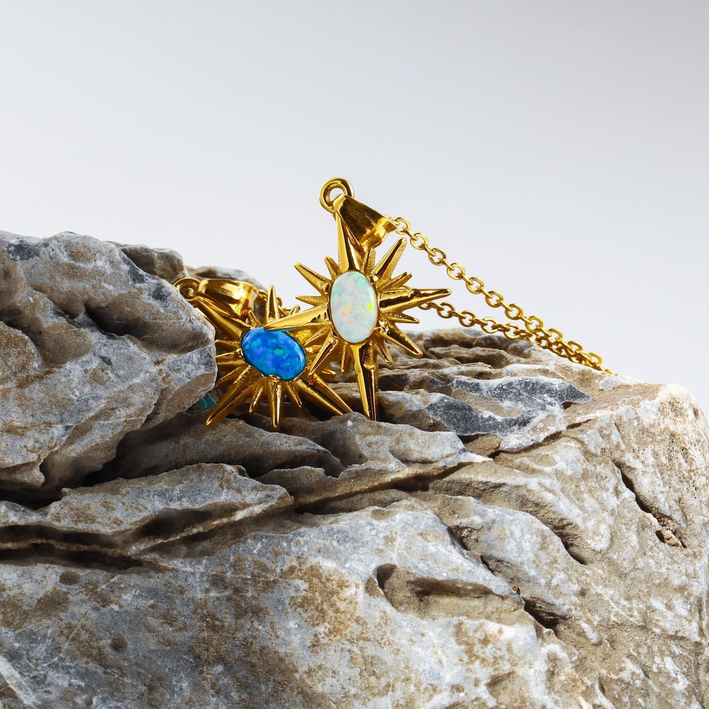 Stainless Steel Natural Gem Clavicle Chain Gold Necklace