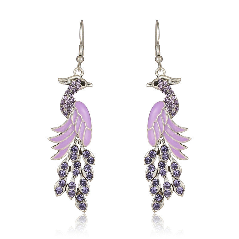 European And American Texture Peacock Earrings Retro