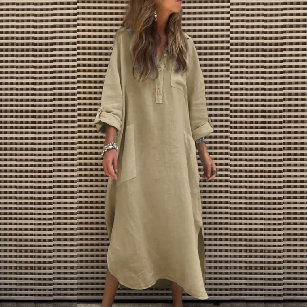 New Autumn And Winter Elegant Solid Color Irregular Dress