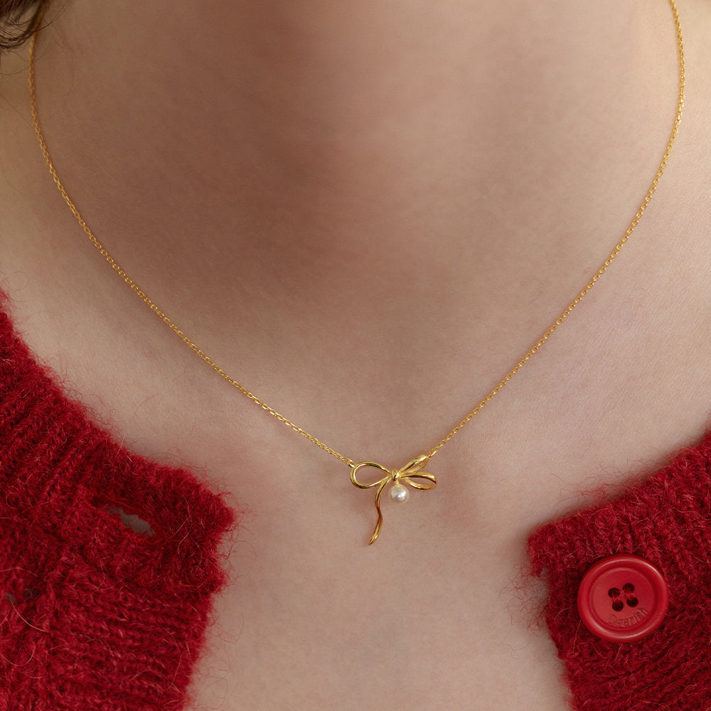 European And American Pearls Bow Necklace