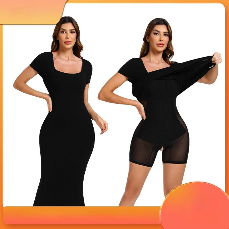 Women's Casual Slim-fit Long-sleeved Home Two-in-one Body Shaping Dress