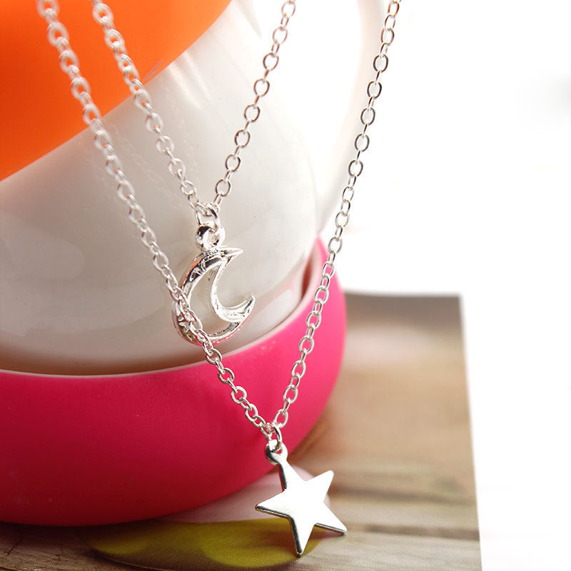 Metal Hollow Crescent XINGX Multi-layer Necklace