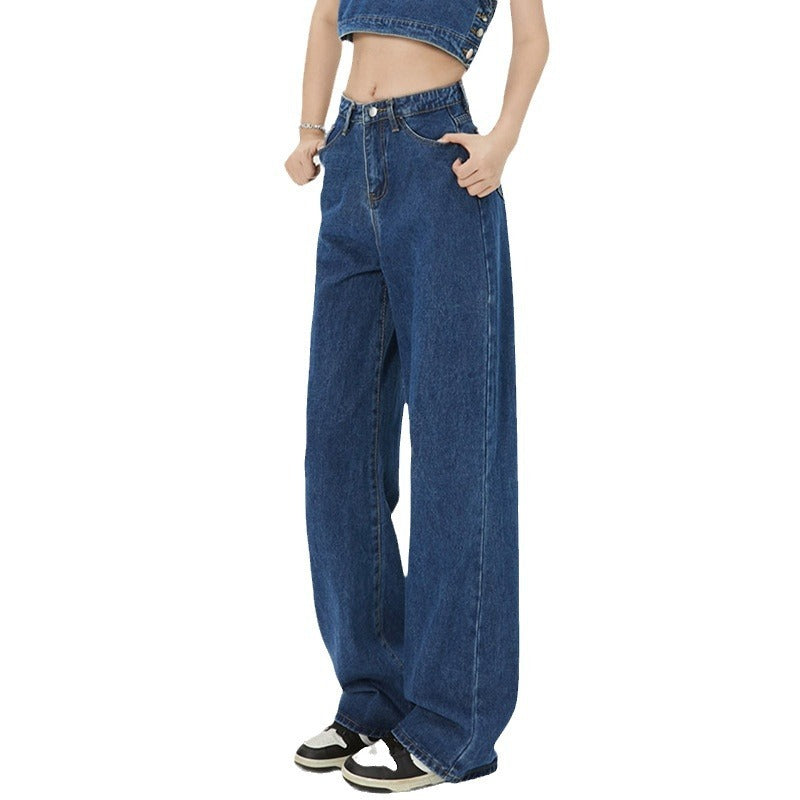 Loose Slimming And Straight American Draping Wide Leg Mopping Jeans
