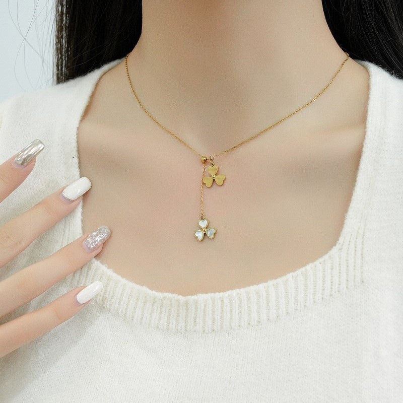 Pull Adjustable Titanium Steel Necklace Women's Simple Fashion