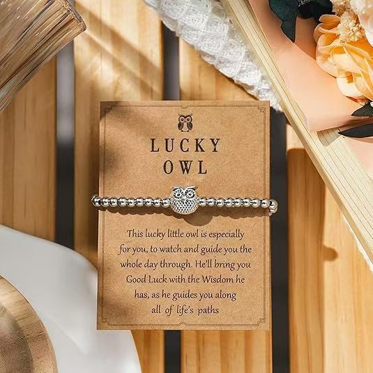 Women's Owl Bracelet English Blessing Cardboard