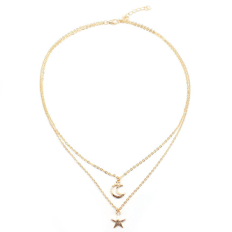 Metal Hollow Crescent XINGX Multi-layer Necklace
