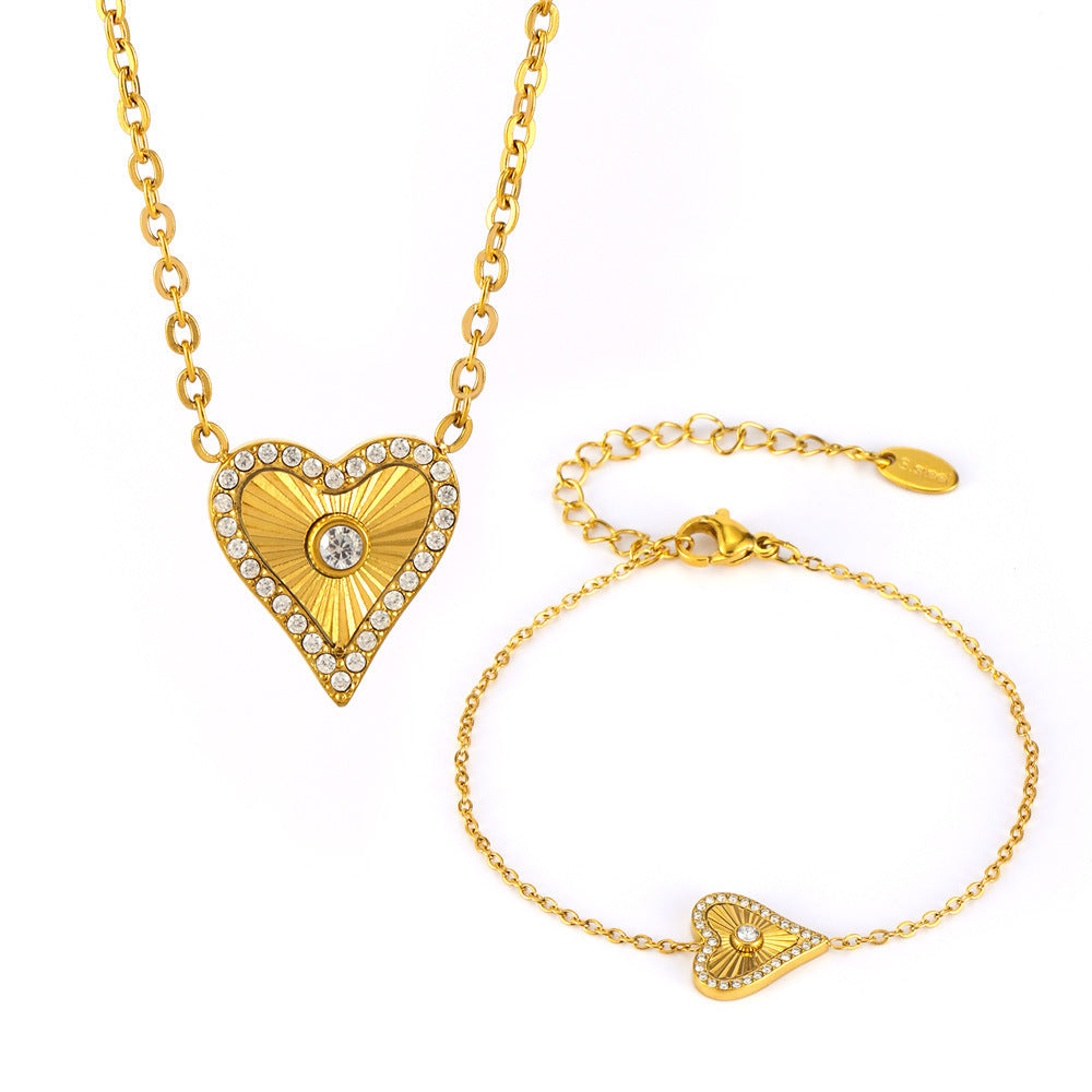 Double-layer Flower-picking Heart-shaped Diamond Top Chain