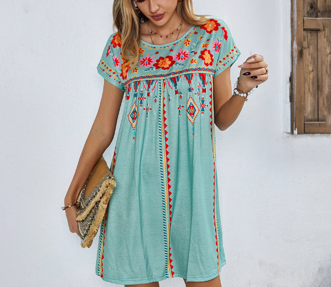 Casual Holiday Dress Loose Short Female Lady