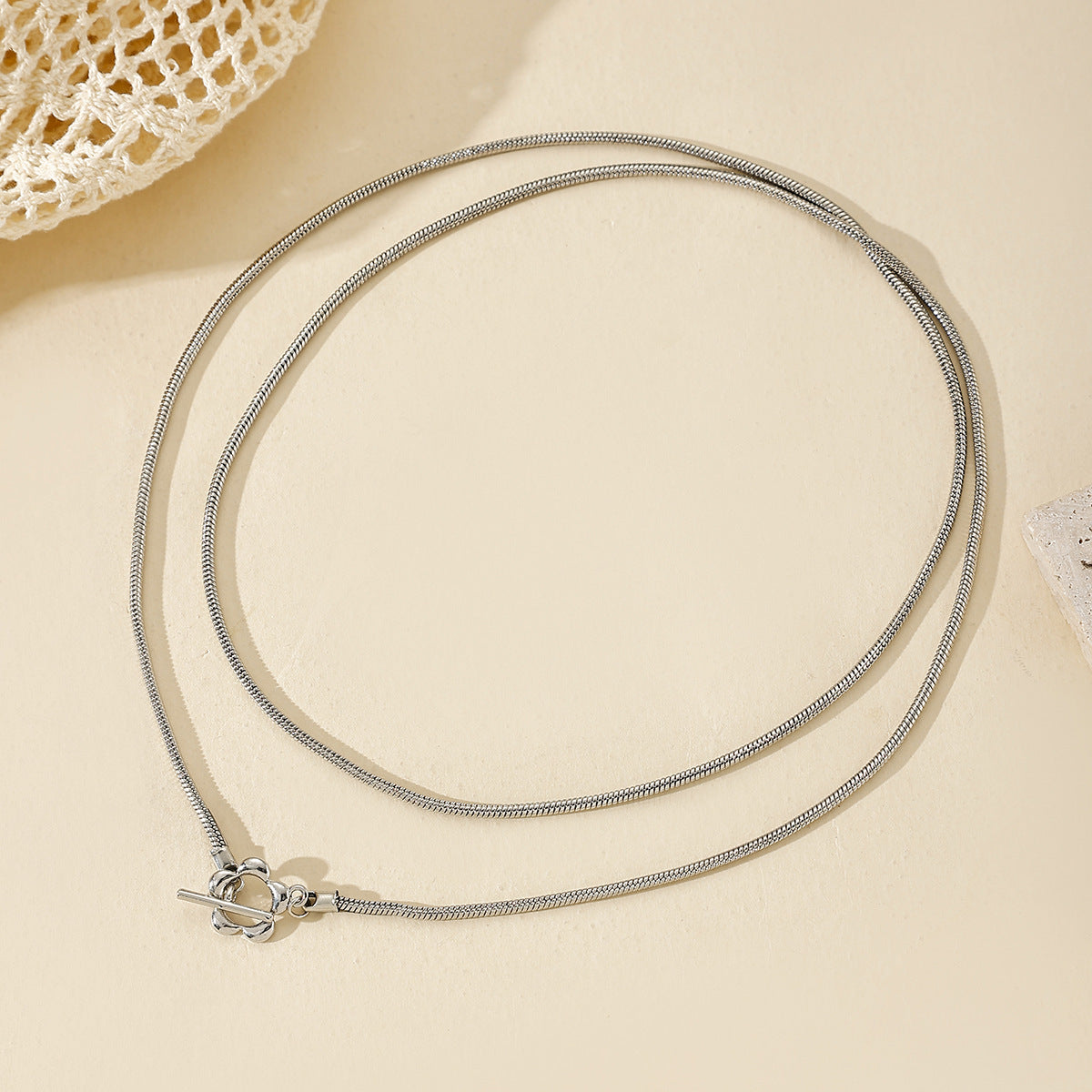 Hip Hop Double Layer Snake Bones Chain Necklace Niche