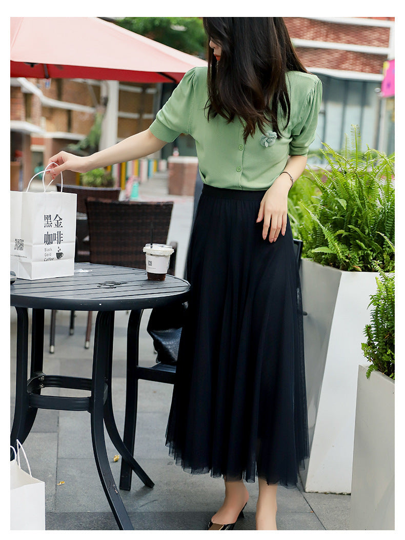 Fashion Wide Hem Gauzy Skirt For Women