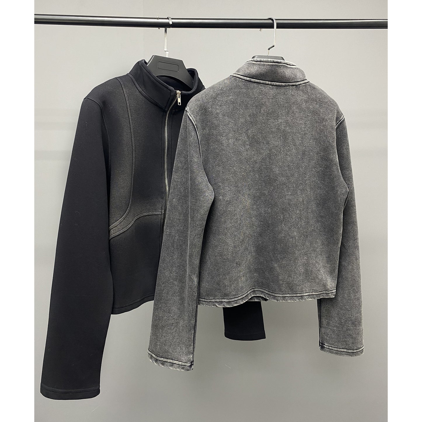 Design Sense Worn Looking Washed-out Niche Zipper Cardigan Sweater Coat Hot Girl Cool Wind