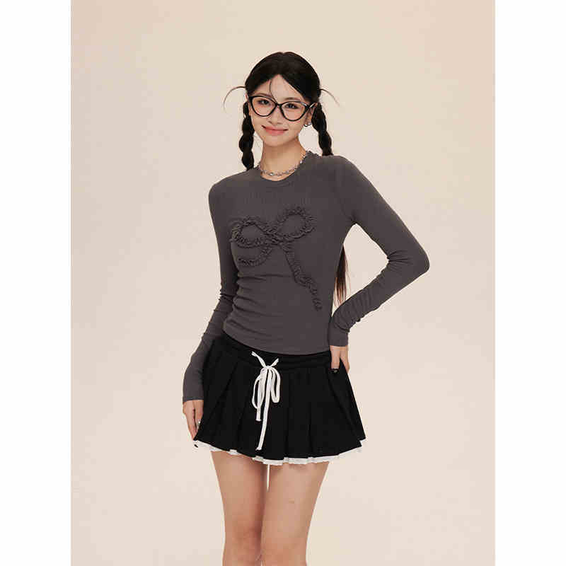 New High Waist Slimming Elegant Sweet And Spicy Lace Edge A- Line Pleated Short Skirt For Women