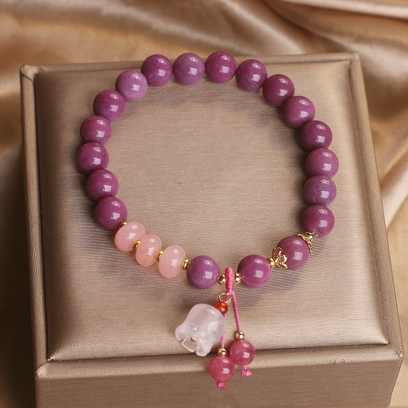 Chinese Style Mauve Jade Crystal Abacus Beads Bracelet