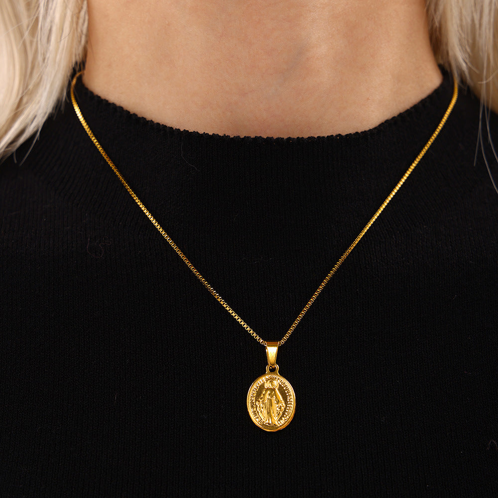 Box Chain Stainless Steel Plated 18K Gold Necklace