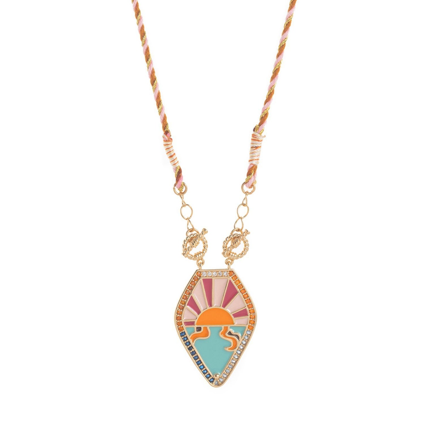 Retro Artistic Color Tarot Necklace Pendant Fashion Gold Plated