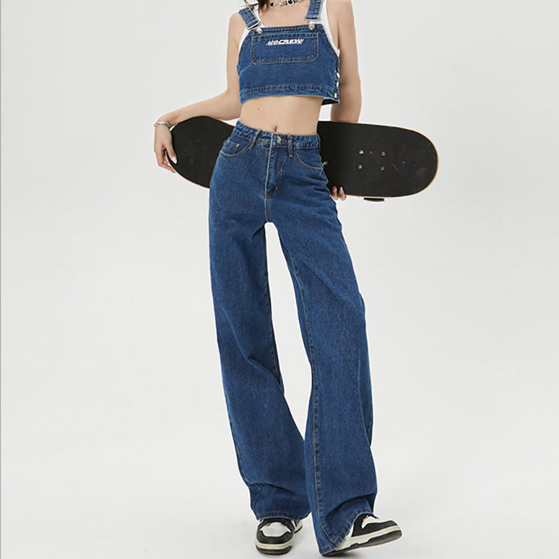 Loose Slimming And Straight American Draping Wide Leg Mopping Jeans