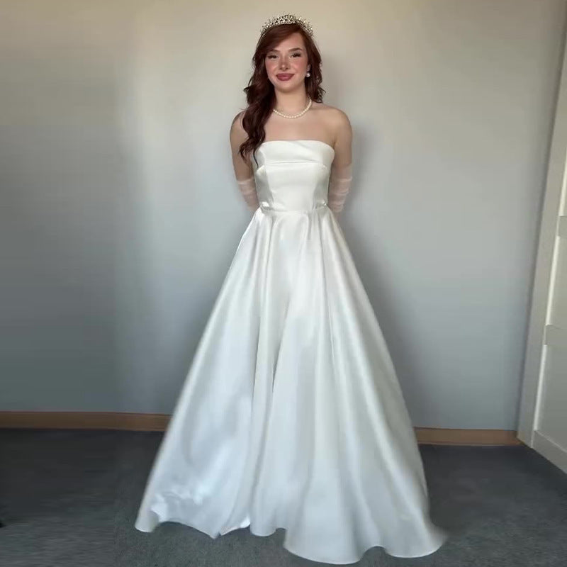 Tube Top Lace-up Waist-controlled Elegant Evening Dress