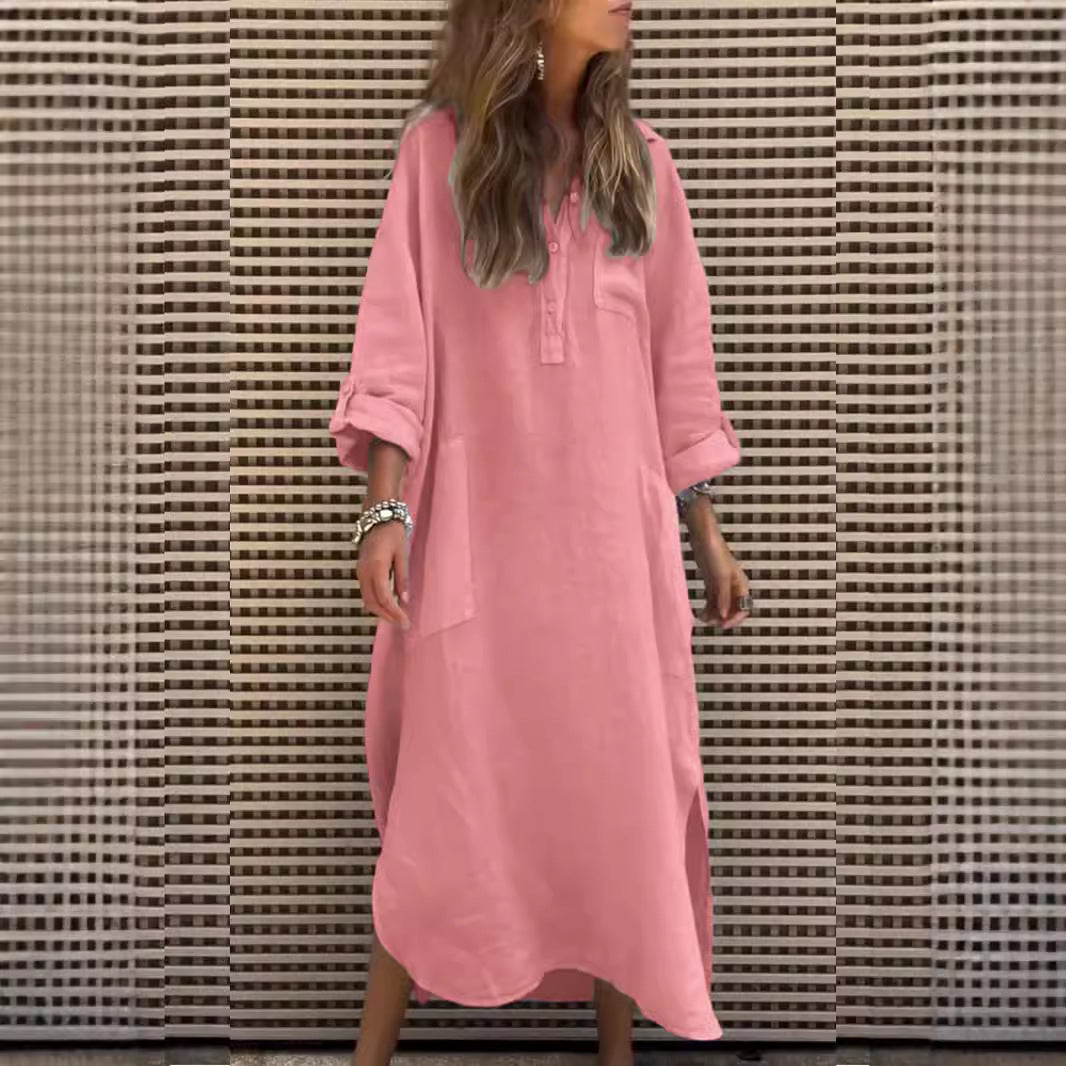 New Autumn And Winter Elegant Solid Color Irregular Dress