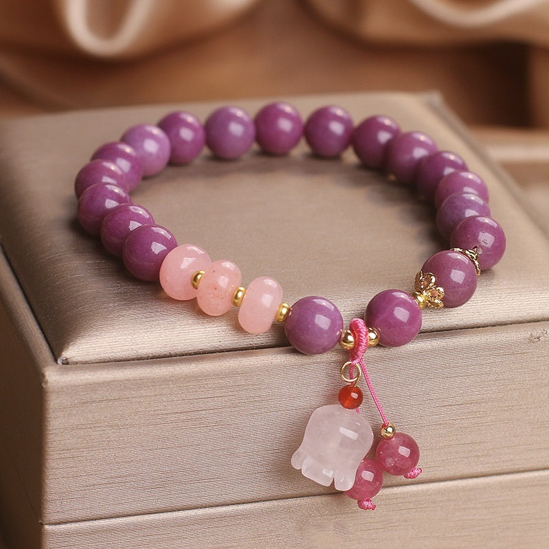 Chinese Style Mauve Jade Crystal Abacus Beads Bracelet
