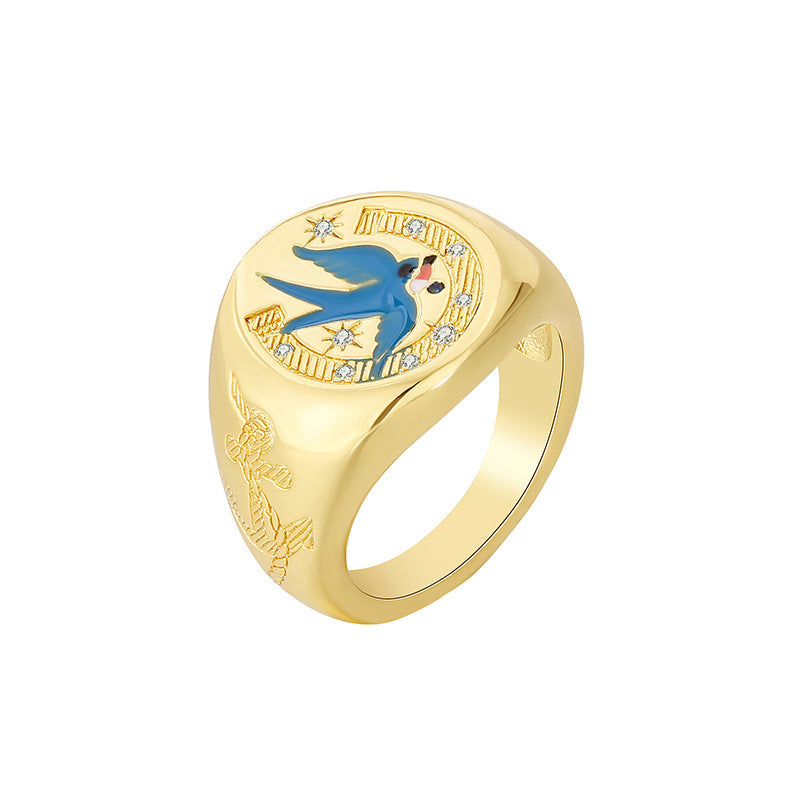 Simple Geometric Enamel Glaze Women's Ring