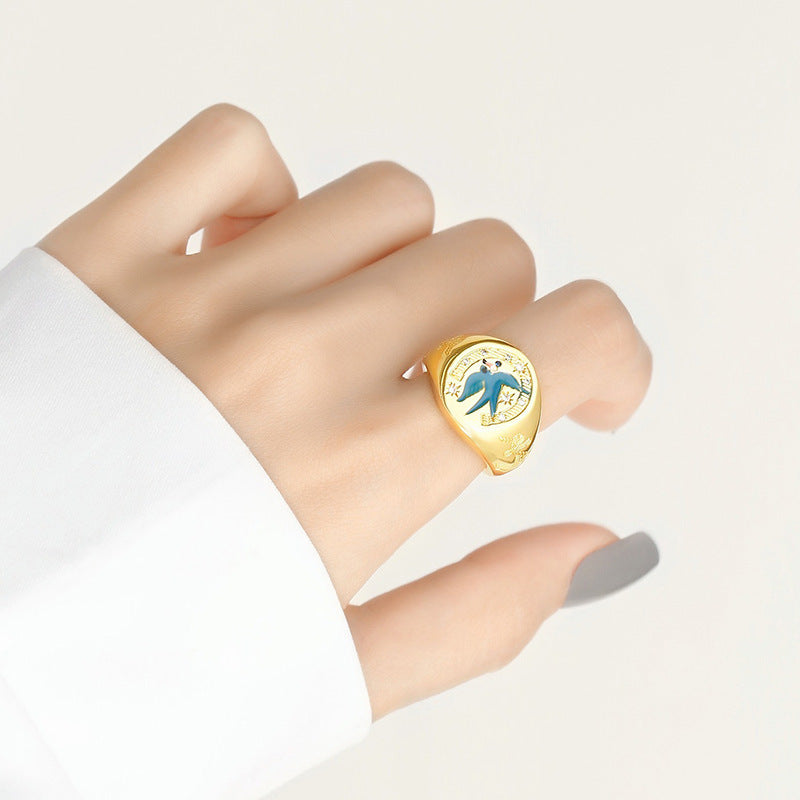 Simple Geometric Enamel Glaze Women's Ring