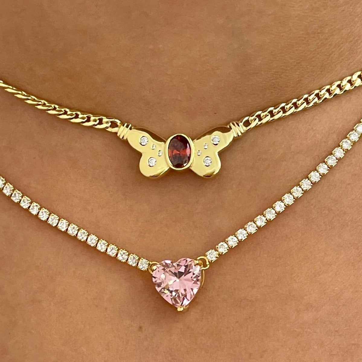 Titanium Steel Color-retaining Butterfly Zircon Necklace