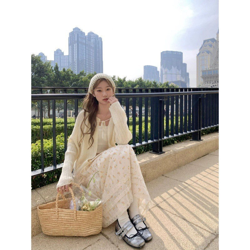 Sweet Lace Edge A- Line Skirt Temperament Slimming