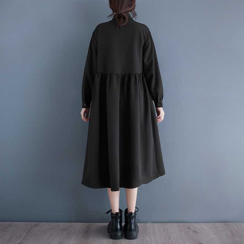 Irregular Niche Hepburn Wind Black Shirt Dress