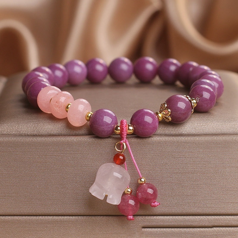 Chinese Style Mauve Jade Crystal Abacus Beads Bracelet