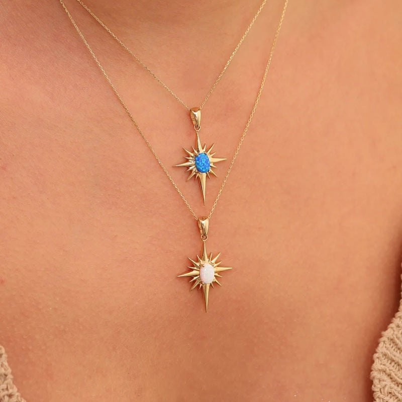 Stainless Steel Natural Gem Clavicle Chain Gold Necklace