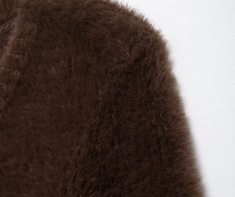 Women's Fashion Faux Fur Knitted Sweater
