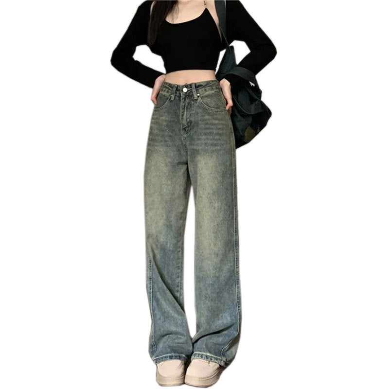 Nostalgic Retro Mopping Loose American Wide-leg Trousers